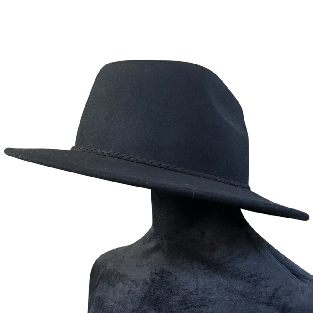 ASOS DESIGN 100% Wool Classic Black Fedora Hat with Braid Trim SZ M - Picture 13 of 13
